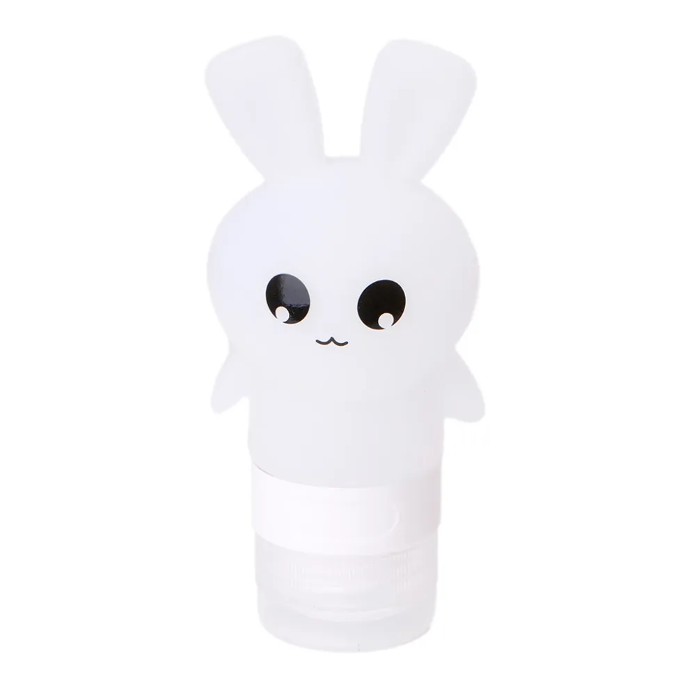 Online 1 PC 75 Ml Silikon Portabel Kosong Squeeze Perjalanan Rabbit Bentuk Botol untuk Shampoo Losion Aftershave Ungu  merah Muda Transparan