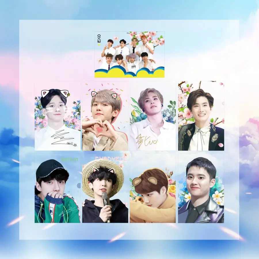 

Kpop EXO Baekhyun Sehun PVC Clear Lomo Photo Cards HD Collective Photocard 10pcs
