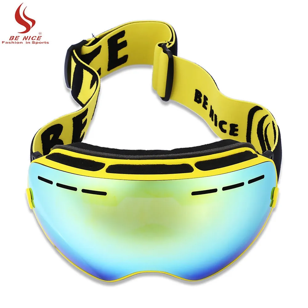 Benice двойные линзы UV400 Анти-туман большие сферические Лыжный Спорт очки снег очки Лыжный Спорт очки Сноубординг, Лыжный спорт