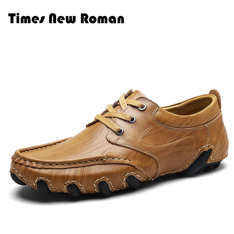 

Times New Roman Brand Causal lace up Shoes Men Genuine Leather Moccasins Men Driving Shoes High Quality Flats For Man Loafers