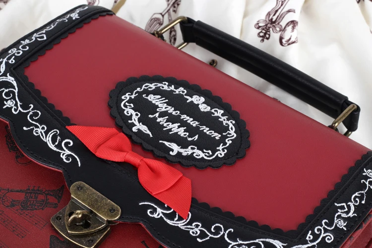 Japanese Style Musical Note Embroidery Backpack Vintage Lolita 3 Ways Shoulder Bag Cute School Bags For Teenagers Girls Backpack