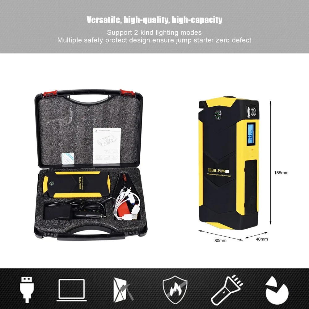 Super Power Car Jump Starter Power Bank 600A Portable Car Battery Booster Charger 12V Starting Device Petrol Car Starter