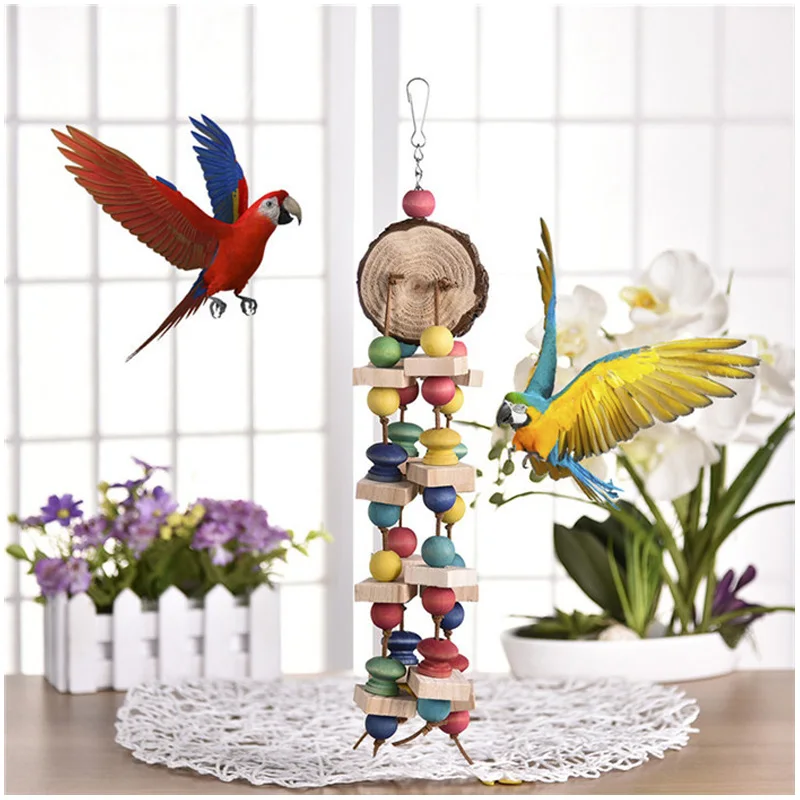 Parrot Climb Chew Toys For Bird Wood Material Interactive Knickknack
