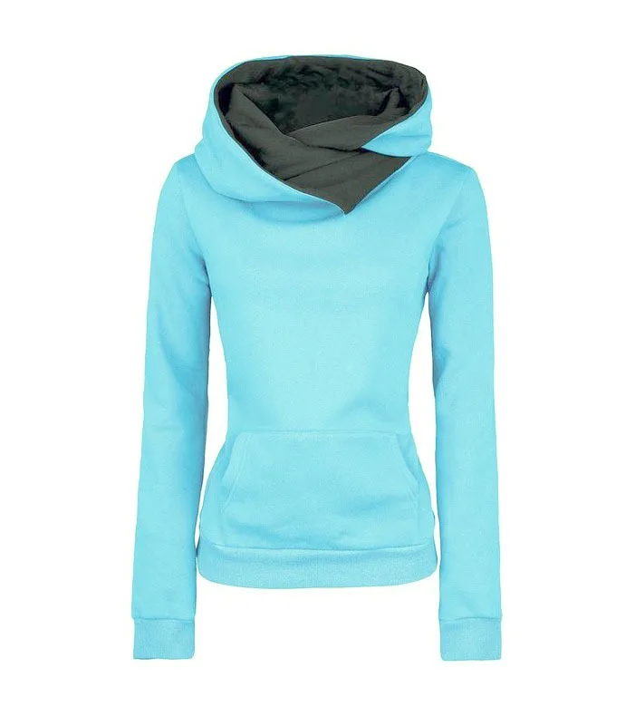 

2018 Autumn Winter Women Casual Solid Hoodies Unisex Lapel Hooded New Sweatshirts Pullovers Turn -Down Collar