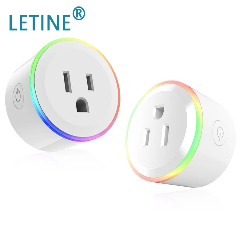 

Letine 10A US WIFI Smart Plug Colorful LED Light With Google Home Alexa Control Smart Socket Wireless Remote Control