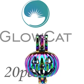 

20x CC389 Rainbow Color Pumpkin Lantern Beads Cage Jewelry Making Essential Oil Diffuser Pearl Cage Locket Pendant
