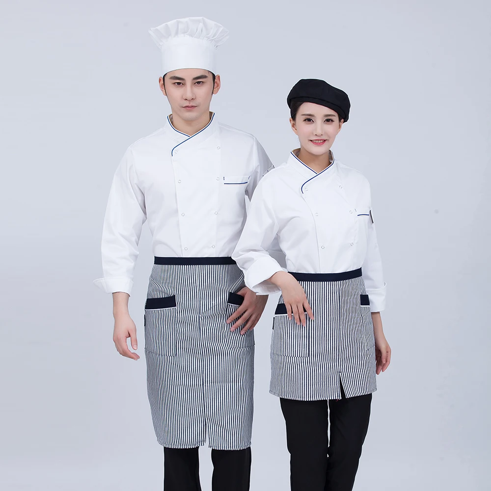 Мужская и Женская Рабочая Униформа с длинным рукавом для ресторана Cozinha, куртка шеф-повара, топы, красный, белый, черный, пальто для суши-повара, кухонная одежда для приготовления пищи - Цвет: coat3