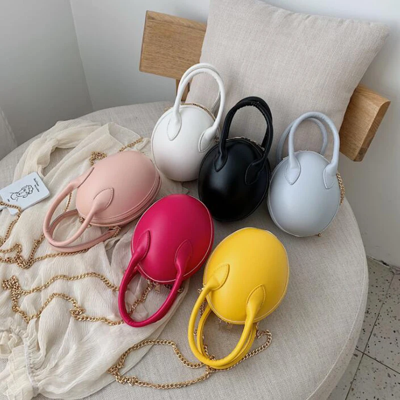 

New Circle Shape Leather Women's Bag Fashion Brand Design Chain Ladies Shoulder Bags Trendy Summer Messenger Crossbody Bag Bolsa