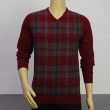 Осень-зима Для мужчин v-образным вырезом Плед жаккардового переплетения мужской трикотаж Модный пуловер свитер плюс Размеры джемпер с длинными рукавами Джерси