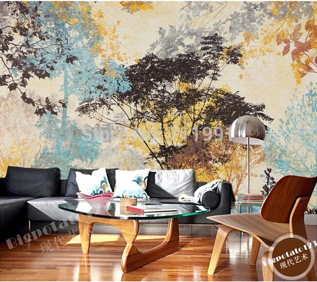 Papel pintado con foto 3D personalizado, cuadro de pared moderno de bosque  Tropical, hoja, Animal, flamenco, Mural de fondo de TV para sala de estar -  AliExpress