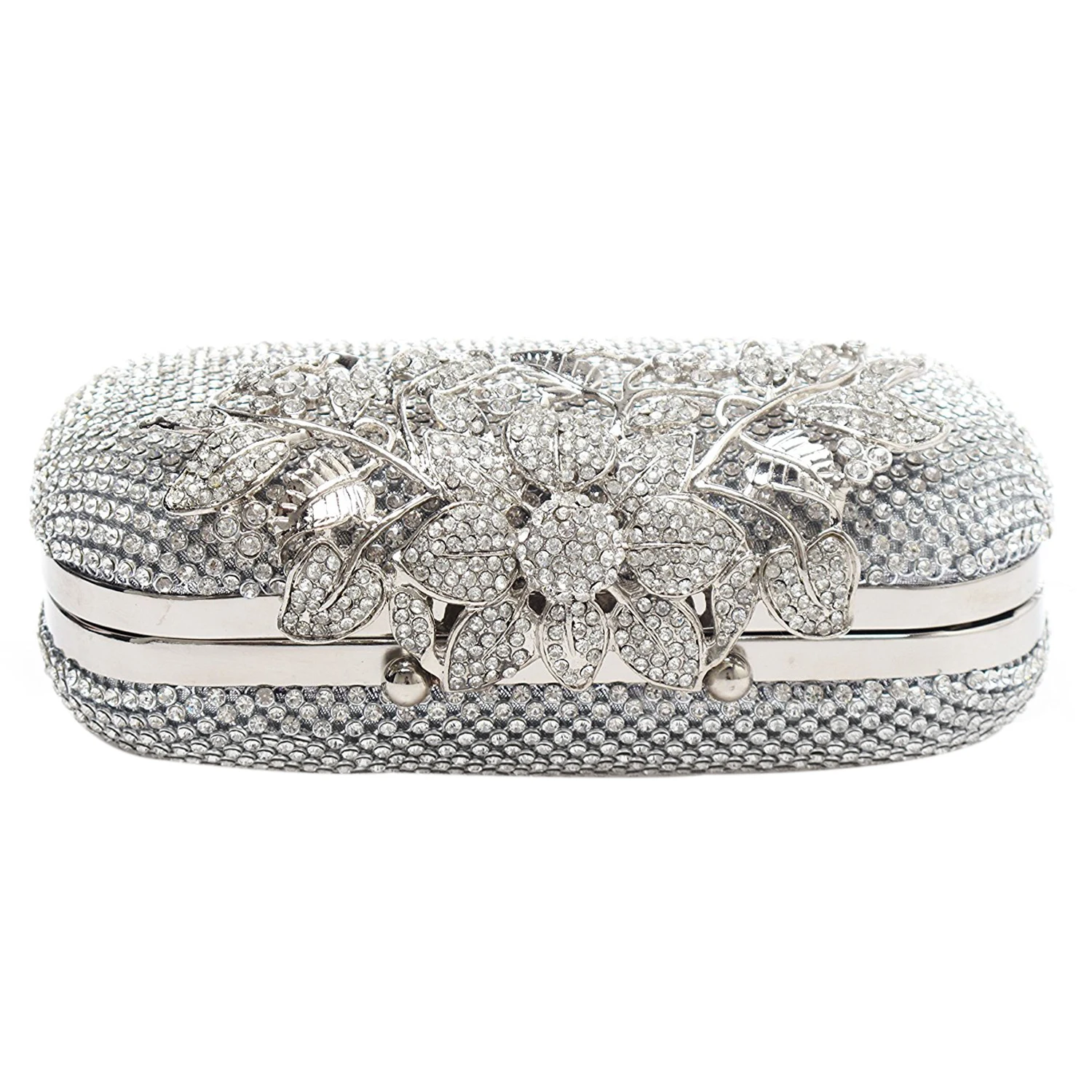 Unique Clasp Silver Diamante Crystal Diamond Evening bag Clutch Purse Party Bridal Prom Unique Clasp Silver Diamante Crystal Diamond Evening bag Clutch Purse Party Bridal Prom