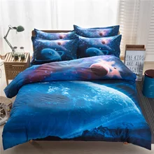 3d Galaxy Housse de couette Unique double Lits/Full/Reine 2 pcs/3 pcs/4 pcs ensemble de literie ciel L’espace À Thème Linge de Lit Drap de Lit