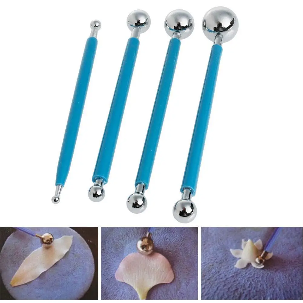 

DIY Fondant 4pcs/set Cake Making Flower Rose Decoration Molds Squash Tool HOT