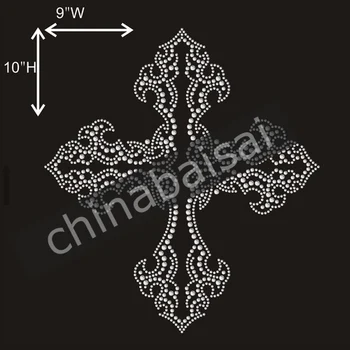 

Iron On Flatback Hotfix Rhinestone Cross Transfer