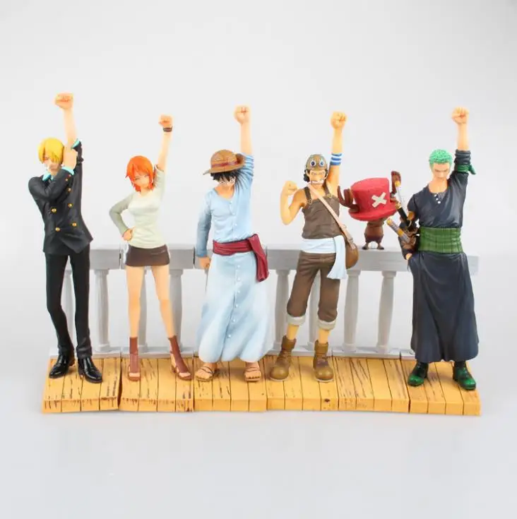 

6pcs/set Anime One Piece Luffy Nami Roronoa Zoro Desert Memories Hobbies Action Figure PVC Model Collection Toys With Box 6-20CM