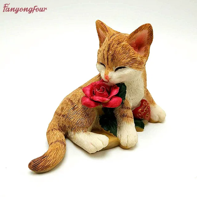 rose cat cake mold