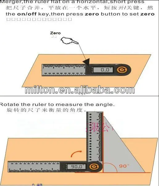 2 в 1 200 мм Цифровой угломер для транспортира 2 линейки 400 мм 360 градусов электронный угломер