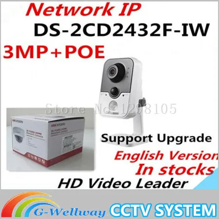 in stock free shipping with DHL DS-2CD2432F-IW,3MP IR Cube Network Camera w/ Wi-Fi, Network IP camera