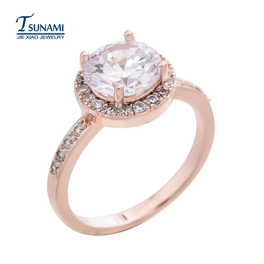 

High quality round rose gold AAA zircon ring, jewelry for wedding anniversary RG-007 rings for women rings jewelry
