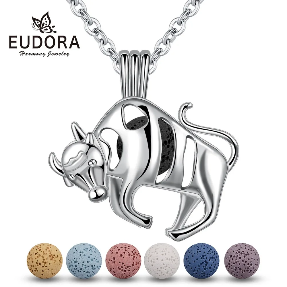 Подвеска Eudora K341N8 из лавового камня медальон 8 мм аромадиффузор для эфирных масел