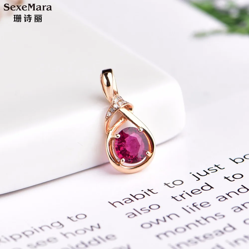 

natural pigeon blood rubellite Pendant 18K gold color gems Gemstone Necklace