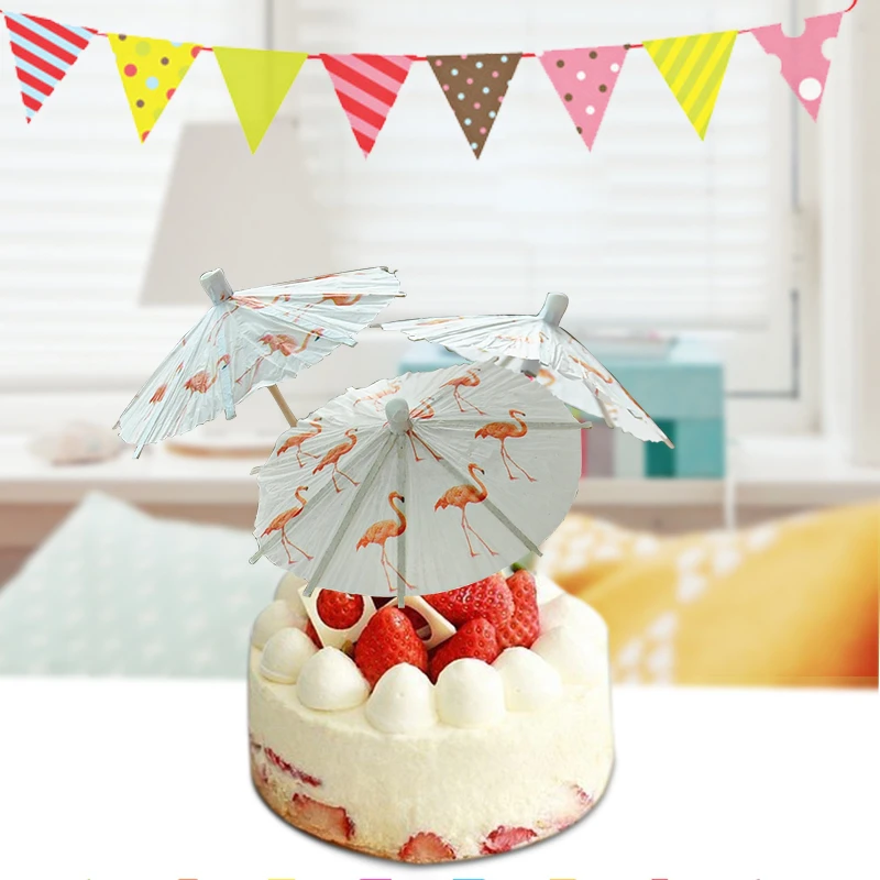 20 шт. Зонт "фламинго", самодельный Топпер для торта, фруктовая зубочистка, Коктейльные Гавайские пляжные вечерние украшения на свадьбу, день рождения, вечеринку