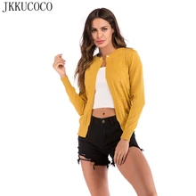 JKKUCOCO выдалбливают свитер с цветами женские кардиганы Бисероплетение кнопки короткие женские свитера хлопок трикотажные свитера 3 цвета m-xl