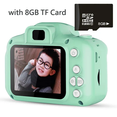 1080 P Детская Цифровая камера высокой четкости Смарт съемки видео Запись функция камера игрушки для детей подарок на день рождения - Цвет: Green 8GB Card