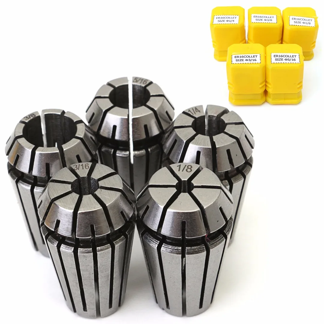 

5pcs New ER16 Spring Collet 1/8"-3/8" Alloy Spring Steel For CNC Milling Engraving Machine Lathe Tools