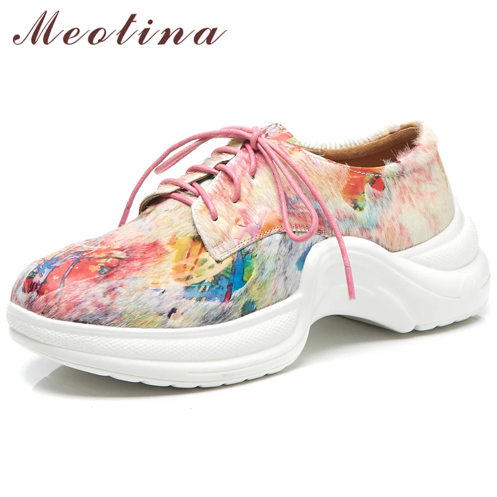 

Meotina Women Shoes Casual Flats Sneakers Horsehair Flat Platform Shoes Mixed Colors Round Toe Shoes Lady New Spring Size 34-39