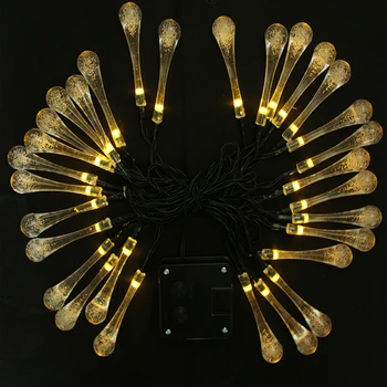 

Solar powered 6m 30 LED Crystal Water Drop Fairy String Lights Waterproof for Party,Christmas,Wedding,Holiday Celebration