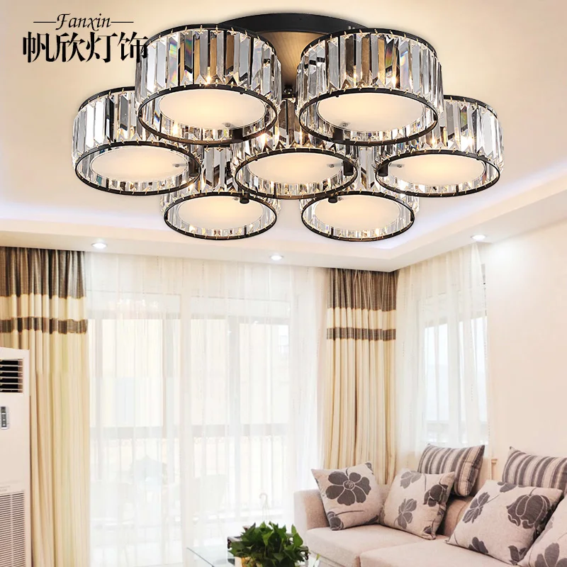 Round Shape Crystal Chandelier Lighting Lustres Luminaires Hanging Light for Restaurant Crystal American Style Lamp