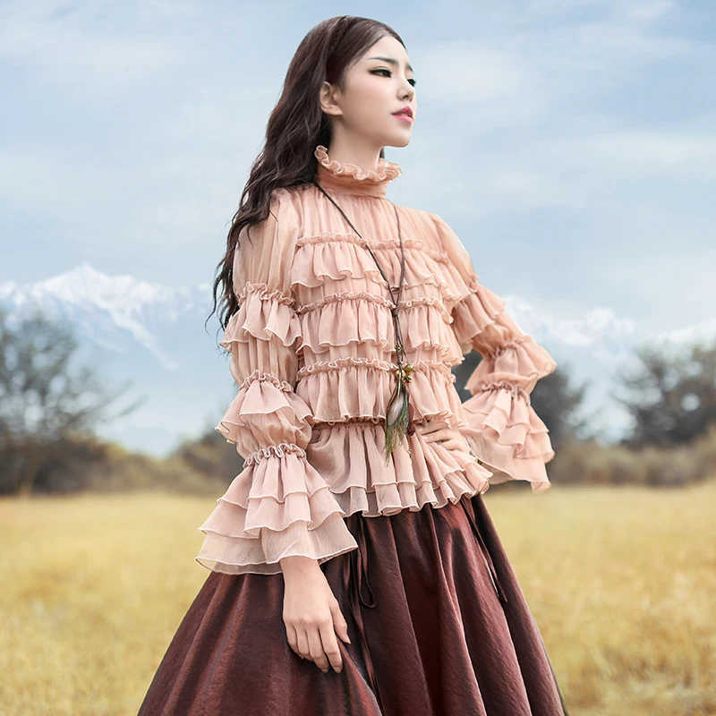 Женская шифоновая рубашка LYNETTE'S зимняя с рюшами|chiffon shirt tops|chiffon shirtshirt top |