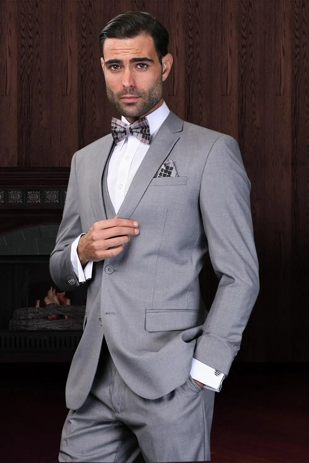 light grey and black tuxedo