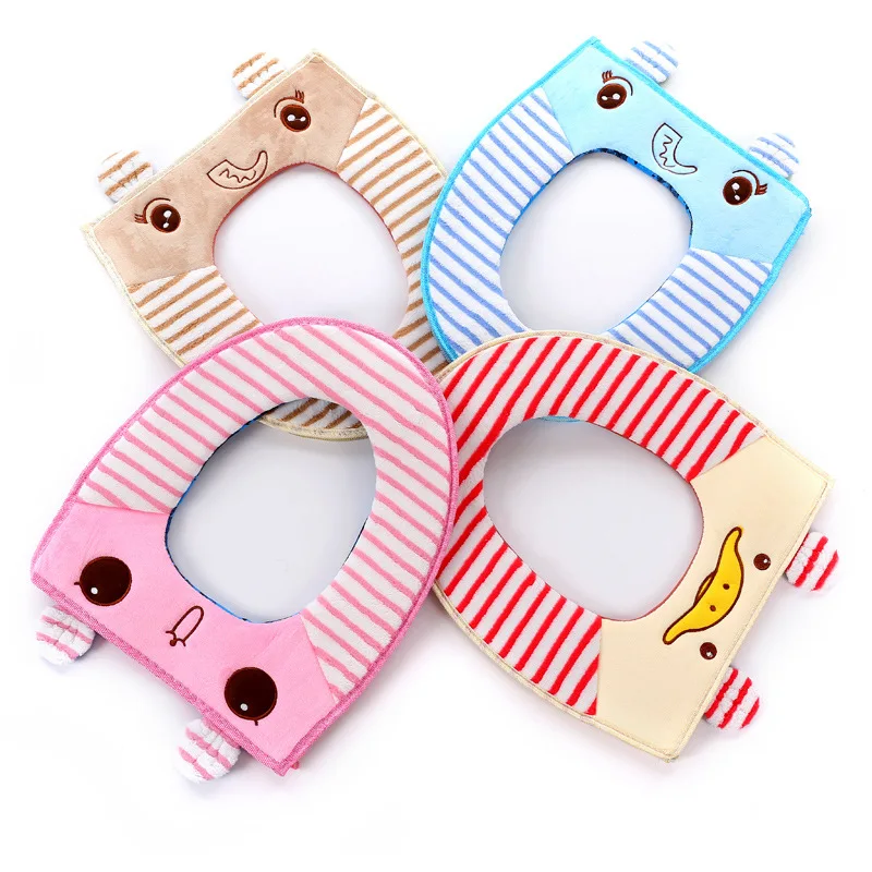 Cute Animal Plush Hammer Thick Toilet Seat Cover For Bathroom Restroom