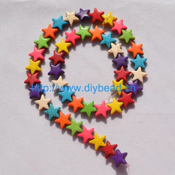 

Free shipping supply DIY fashion jewelry Findings Necklace Department Pentagram Shape Mix Color Turquiose