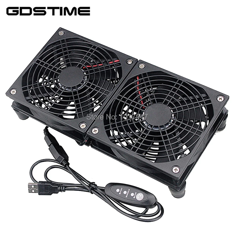 Wireless TV Box Router Cooling Fan Base Speed Controller Silent DC 5V USB 120mm 240mm Dual Cooler 12CM W/Screws Protective Net