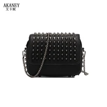 20×14 CM Die Neue Kette Tasche Nieten Weibliche Messenger Bags Kleine Umhängetasche Mini Flap A2729