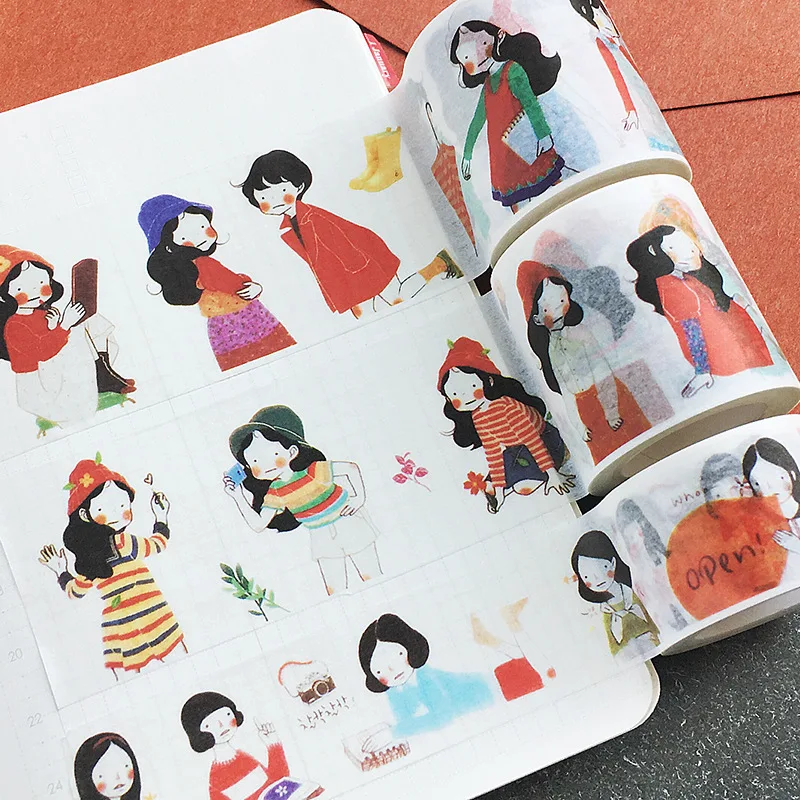 

1 PCS Cartoon Sweet girl Paper washi tape 25mm/30mm/40mm*7m Decorative masking adhesive tape Stationery school supplies 4012