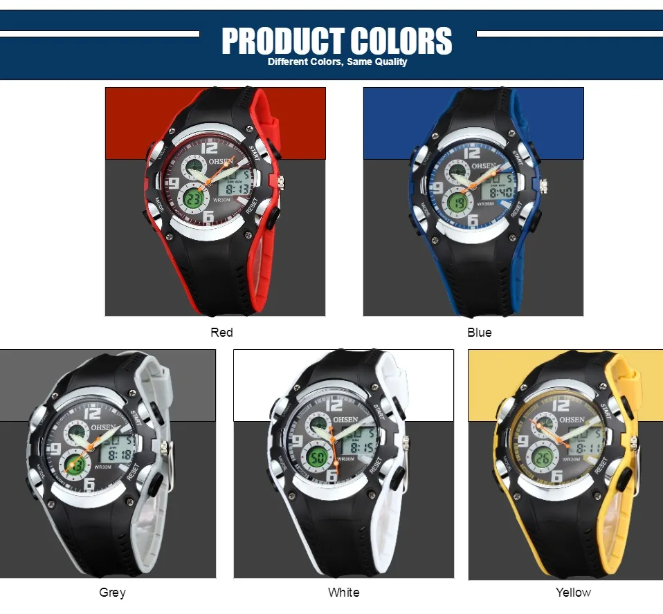 OHSEN модные брендовые Цифровые Кварцевые водонепроницаемые детские наручные часы для мальчиков Мягкая силиконовая лента дети lcd дети