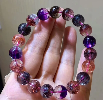 

Genuine Natural Super Seven Lepidocrocite Quartz 11mm Woman Lady Man Bracelet Certificate Round Beads Crystal AAAAAA