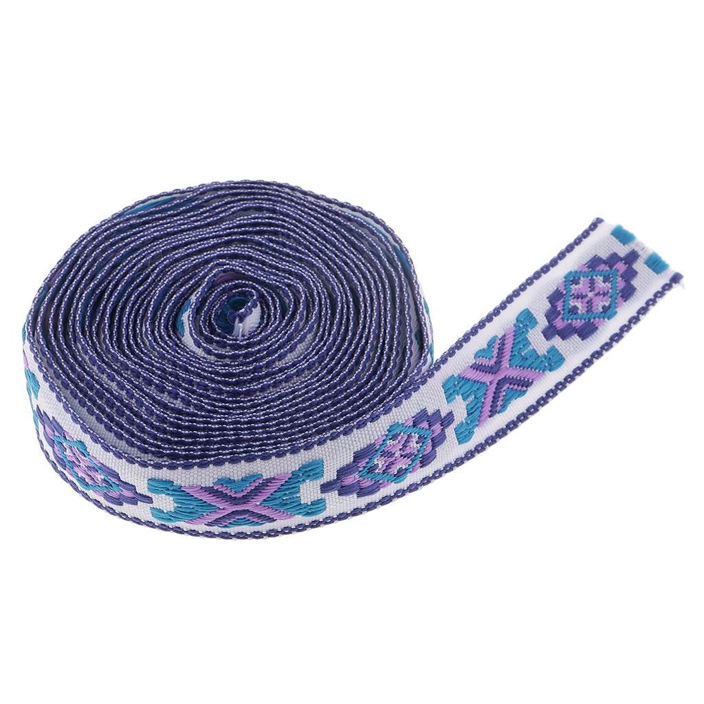 3yards 20mm Ethnic Style Jacquard Edging Trimmings Fabric Embroidered Applique Sewing Craft Dress Curtain Embellishment