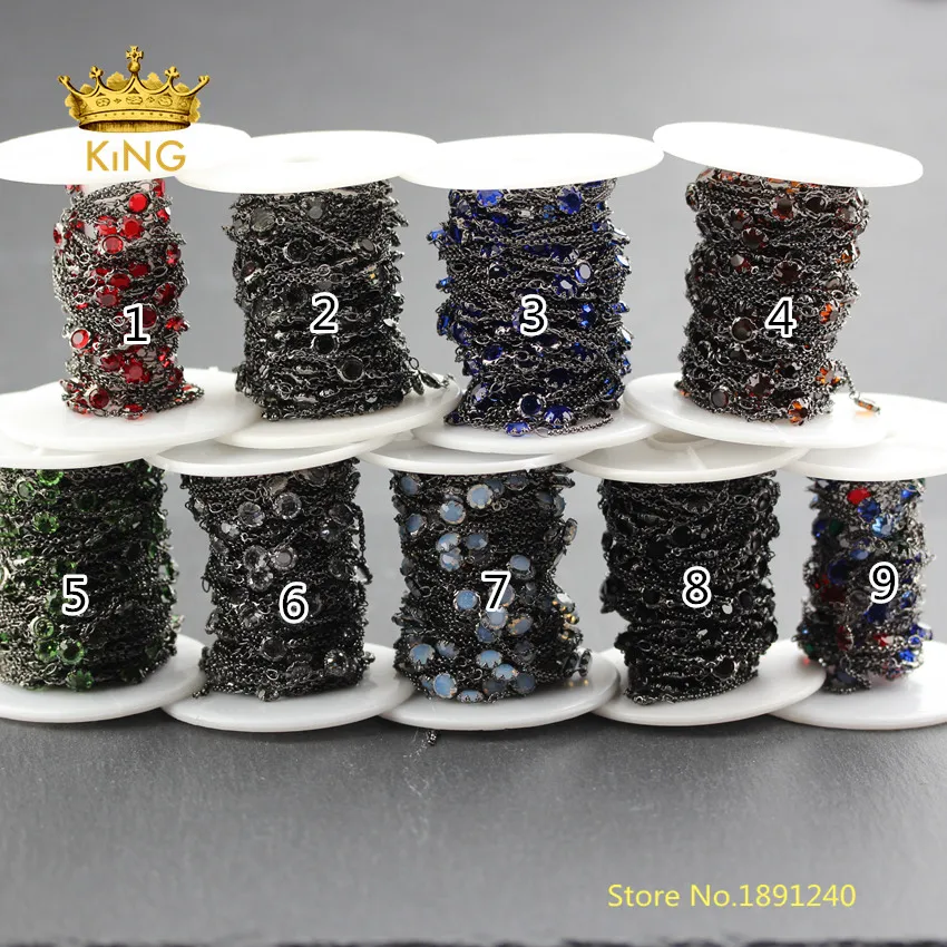 

Various color choice,5meters Black Gunmetal Flower Copper Wire Wrapped Faceted Round Coin Glass Beaded Chains for Chokers BH42