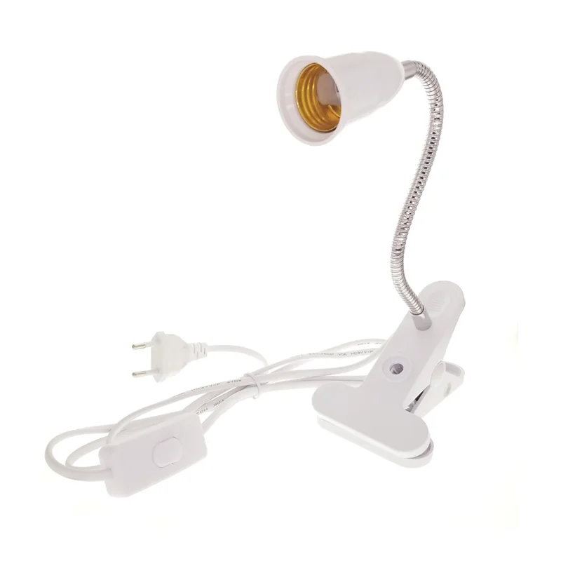 20 см/40 см 360 градусов гибкий держатель лампы зажим E27 база с выключателем на выключатель ЕС США вилка Настольная лампа для Светодиодный светильник E27 лампа