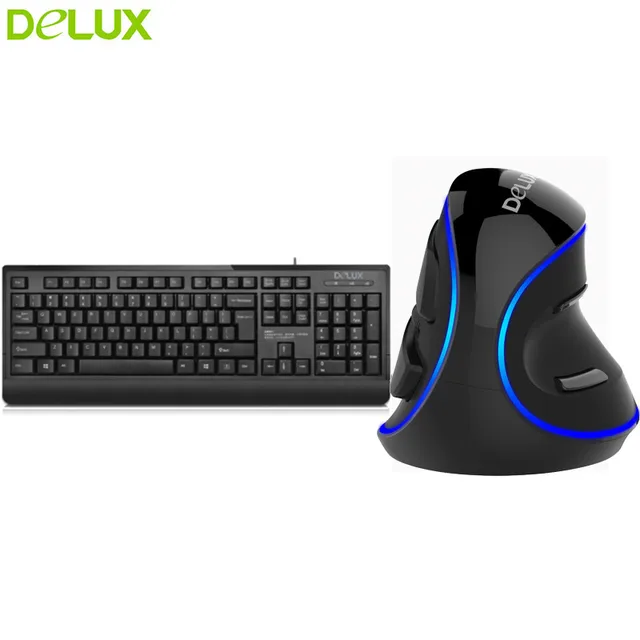 Delux Ergonomic Mouse Computer Keyboard M618 Plus+K6010 Wired Vertical