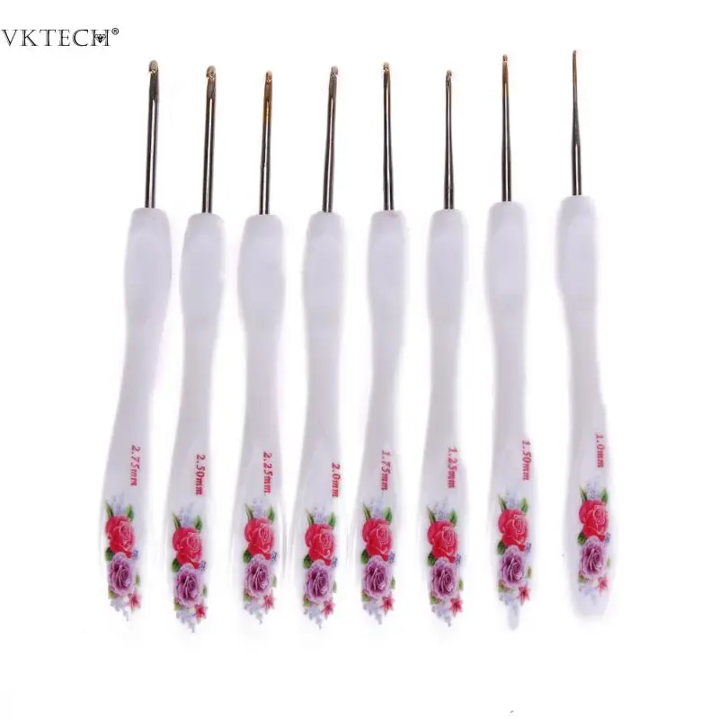 

8pcs Different Size Soft Handle Crochet Hooks Flowers Weave Craft Yarn Sewing Needle Aluminium Crochet Hook Knitting Needls Set