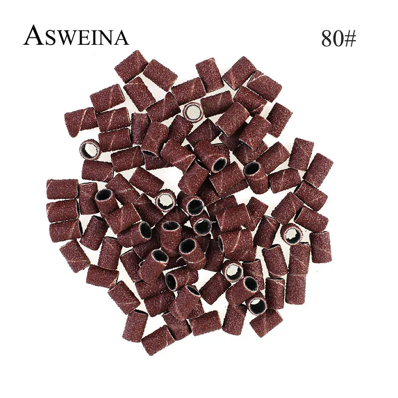 ASWEINA 100 шт. шлифовальные ленты для ногтей электрические сверла биты-аксессуары Наждачная ткань многоразового шлифования рукава Замена ногтей инструмент