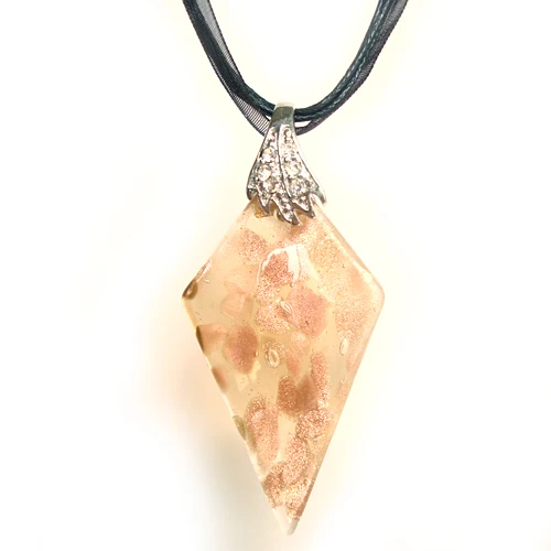 

RED SNAKE Murano Glass Champagne with Spots Blade Necklace Pendant