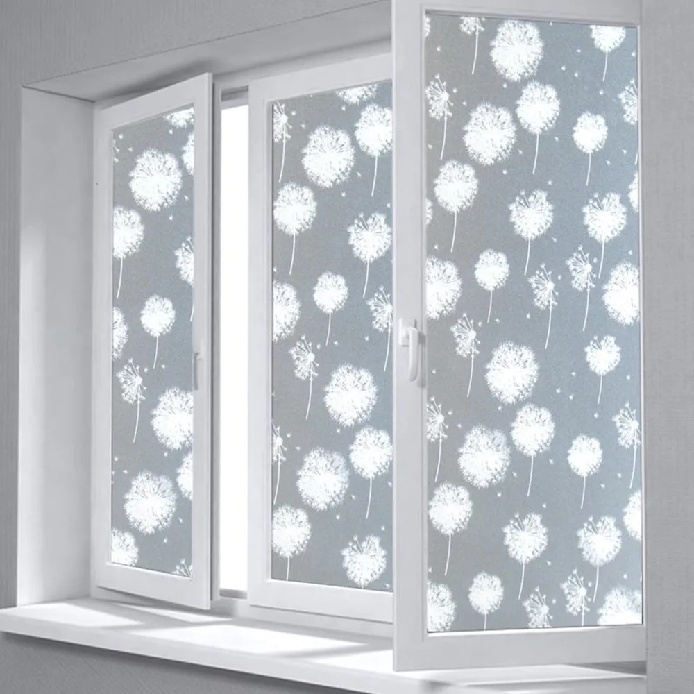 Dandelion Self adhesive Film Window film Frosted Glass Sliding Door Bathroom Window Stickers
