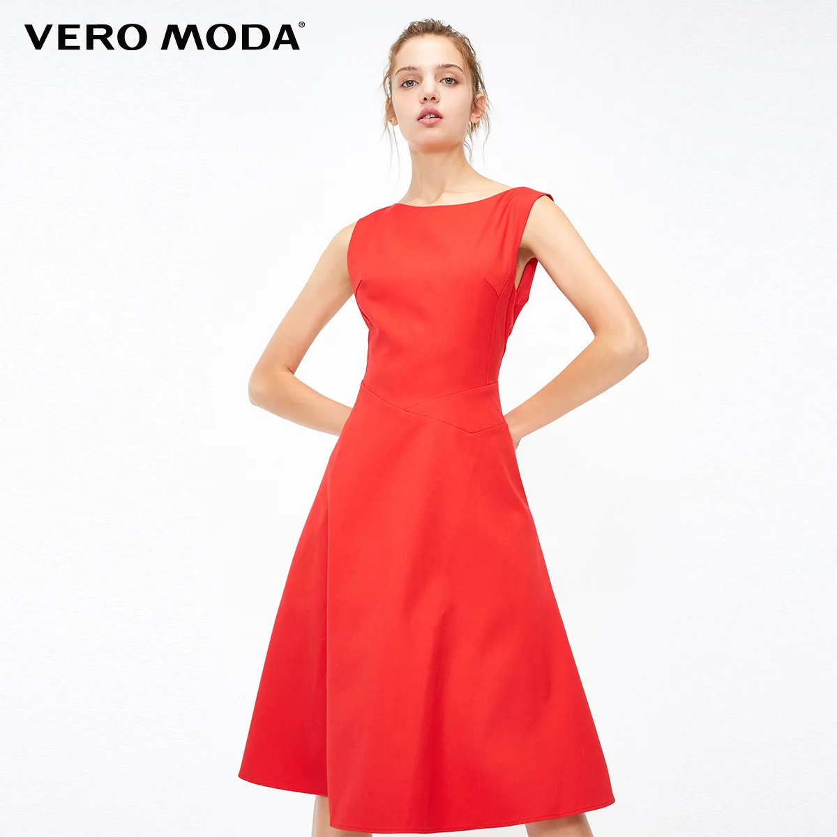 Vero Moda платье женское приталенные вечерние платья трапециевидной формы в минималистическом стиле | 31837A519 - Цвет: Red tomato
